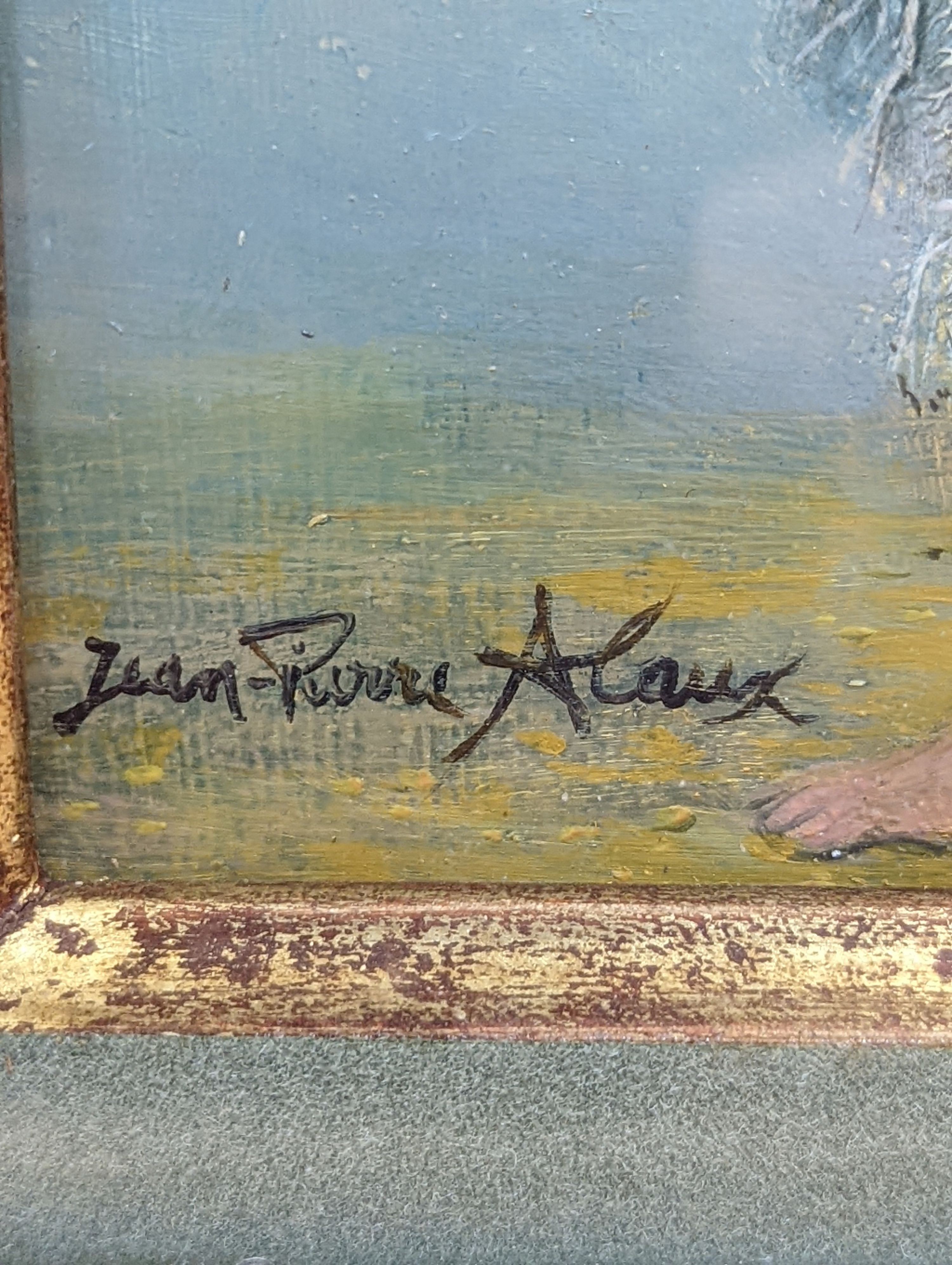 Jean Paul Alaux (1876-1955), mixed media, Woman standing with sunflower, signed, 23 x 13cm